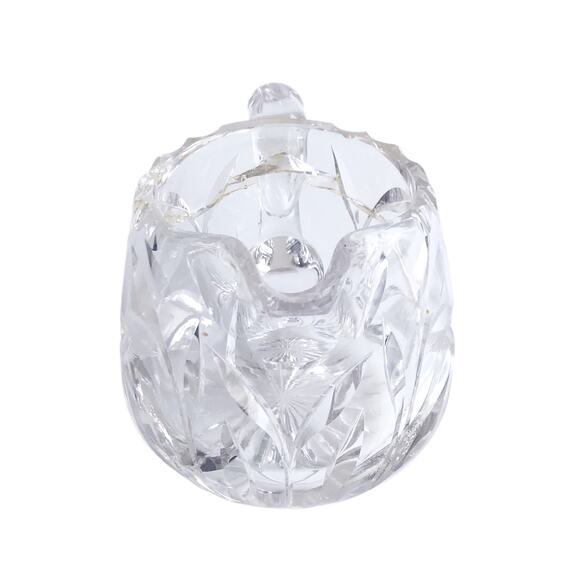 Vintage Cut Crystal Sugar Bowl Creamer Bowl Floral Star Etched Clear Glass MCM - Picture 9 of 14